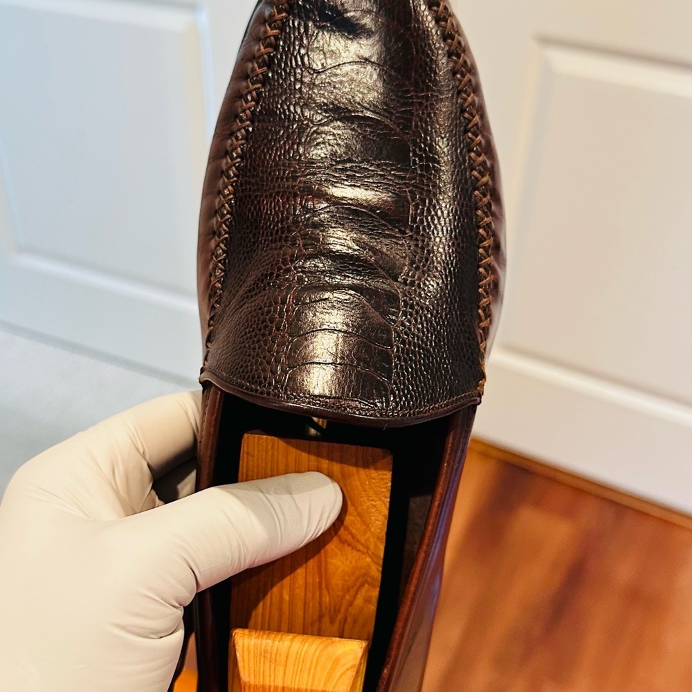 Men's Leather Loafers - Burgundy - Picture 9 of 15